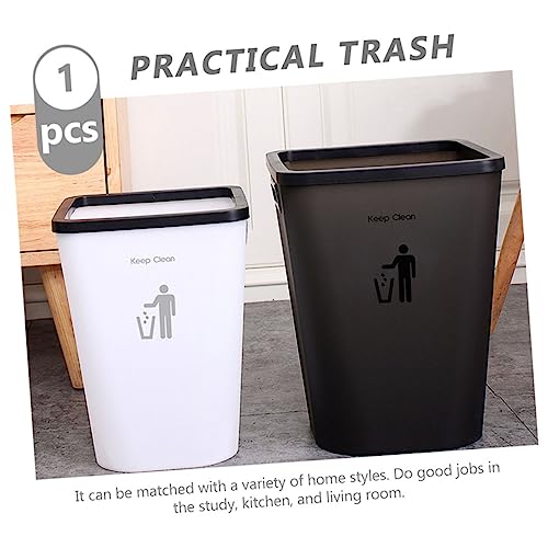 Caneca de basura de plástico rectangular blanca miniatura 4