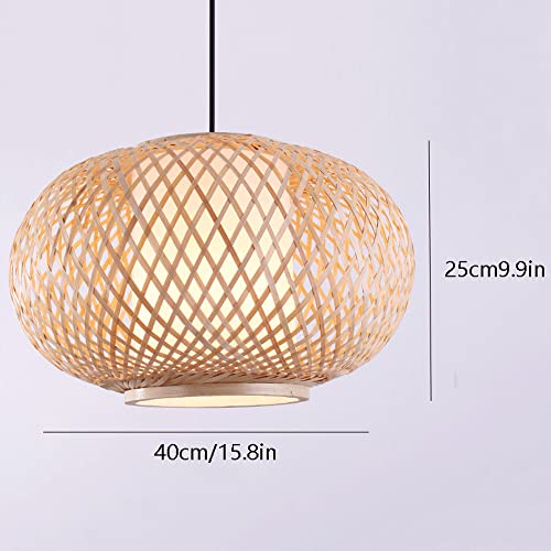 Lámpara colgante de bambú pequeña E26 redonda para techo de cocina 8