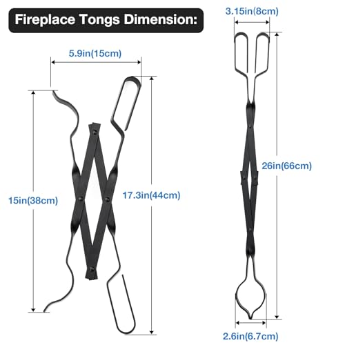Stanbroil Outdoor Campfire Fireplace Tongs, 26" Long, Log Grabber, Black - Image 3
