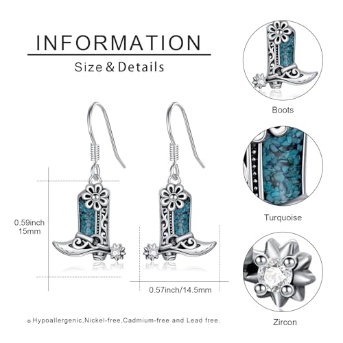 Western Earrings for Women 925 Sterling Silver Turquoise Western Country Dangle Drop Earrings Country Jewelry Gifts for Cowgirl Cowboy4