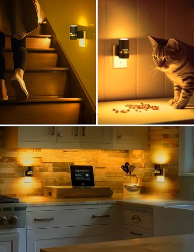 Image of L LOHAS LED Motion Sensor Night Light Plug in, Amber, 2 Pack