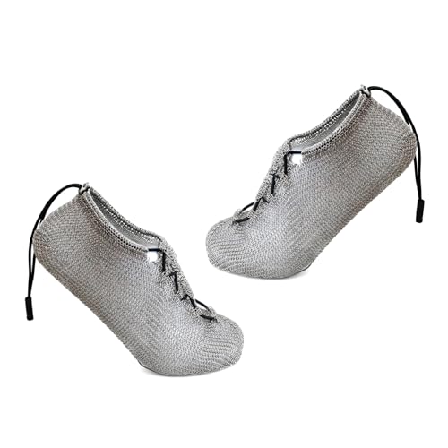 Barefoot Chainmail Shoes for Women and Men,Stainless Steel Metal Ring Shoes,Cut Resistant Waterproof,Wearing Armor on feet,Minimalist Fashion Safety for Beach,Climbing,Camping,Diving Silver
