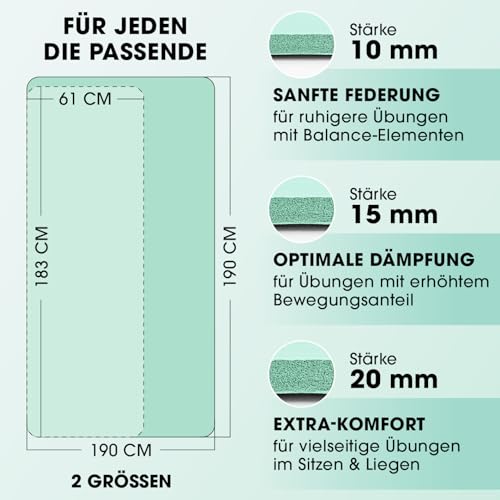 #DoYourFitness x World Fitness | Fitnessmatte 'Yogini' | 183x61x1cm | Phthalatfrei & rutschfest | Gymnastikmatte ideal für Yoga, Pilates, Fitness, Outdoor im Studio & zu Hause | Türkis