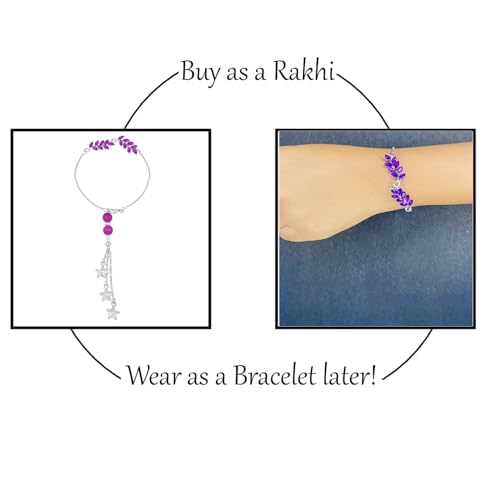 Image of Mahi Rakhi for Brother and Bhabhi with Studded Crystals and Tassels (PARCOL1105521PR)