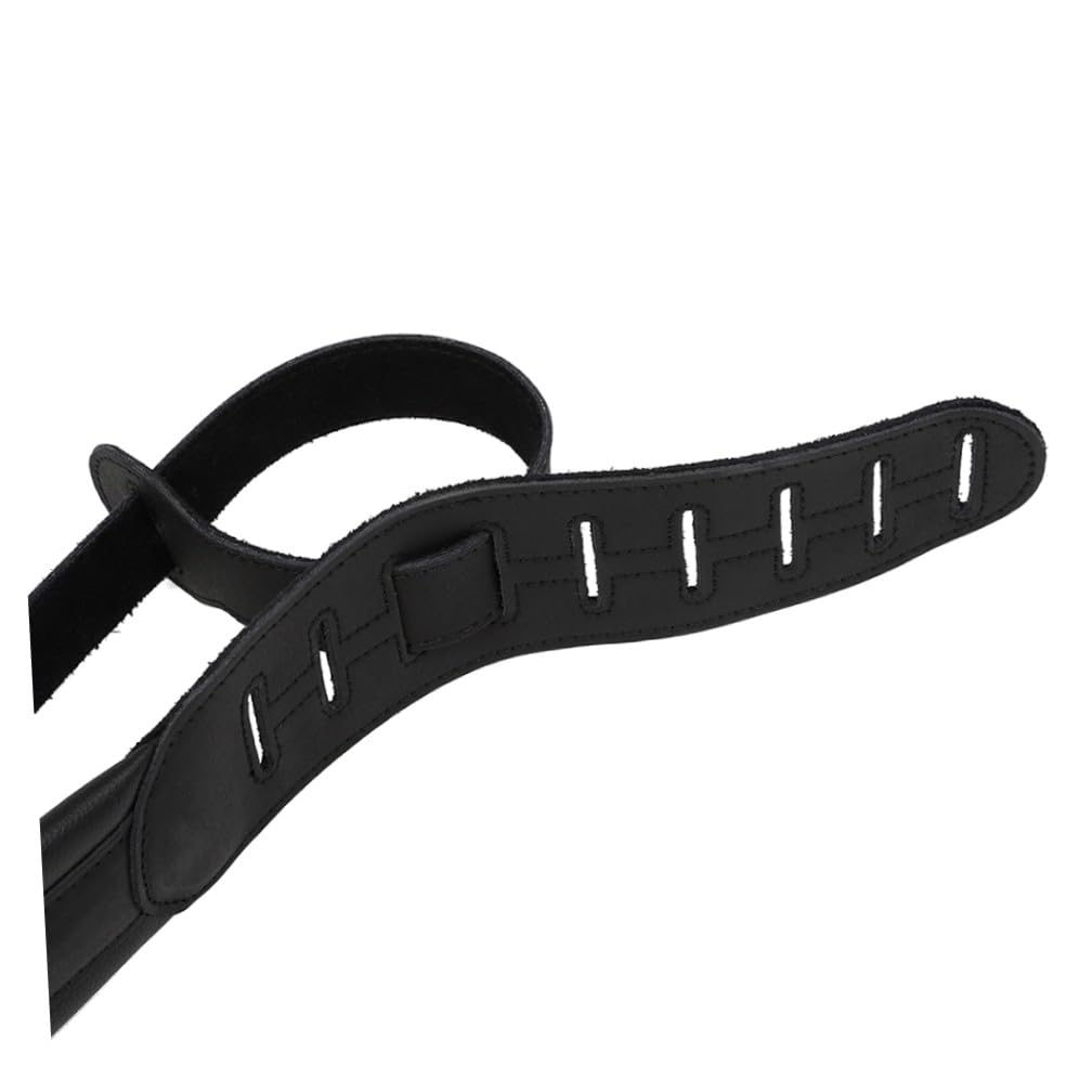 Correa de Guitarra Engrosada Negra Ajustable de Cuero y Algodón | 1 Pieza, Diseño de Descompresión, Uso Cómodo, Accesorio Guitarra, Estilo Moderno