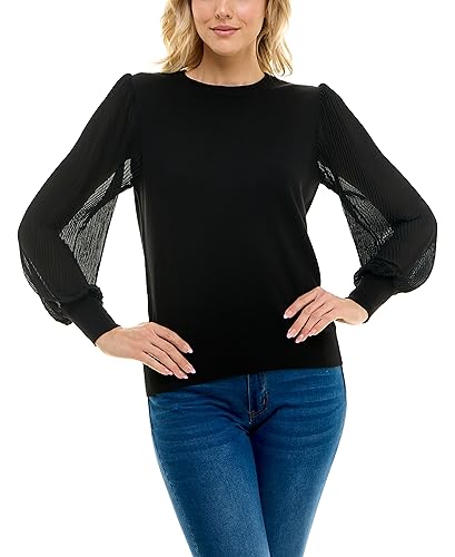 Image of Zac & Rachel Women's Sweater Knit + Pleated Chiffon Blouse