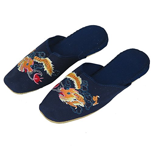 Handmade Embroidered Dragon Chinese Women's Cotton Slippers2