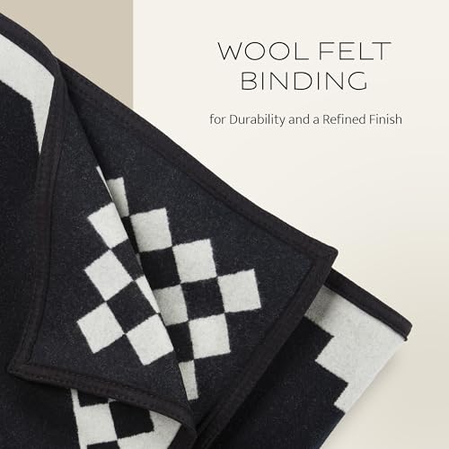 Pendleton Jacquard Unnapped Blanket 64" x 80" - Wool Cotton, Reversible, Lightweight, Soft, Ultrasuede Binding, Packable Throw for Home and Travel - Wyeth Trail3