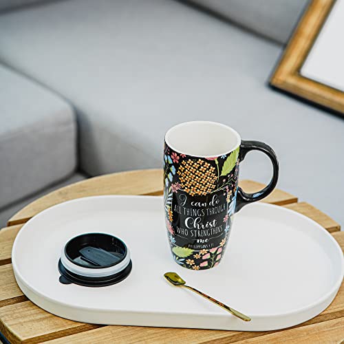 Topadorn Coffee Ceramic Mug Travel Mug Porcelain Latte Tea Cup With Lid 17Oz. Garden #TOP3