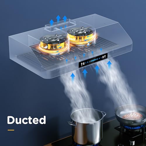 Image of IKTCH 36 inch Black Under Cabinet Hood, 900CFM Vent with Gesture & Touch Control