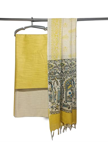 Image of ZERATEX Cotton Silk Hand Crafted Unstitched Suit Set for Women with Dupatta | Cotton Silk Salwar Suit Dress Material for Women & Girls | Top - 2.5 M, Bottom - 2.50 M & Dupatta - 2.5 M