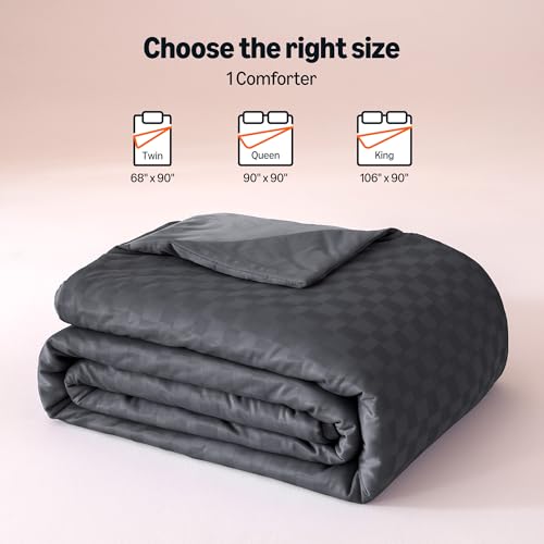 Image of Amazon Basics Cooling Comforter, Soft Lightweight Waffle Weave Blanket for Hot Sleepers, Summer & All Season Bedding to Keep Cool for Night Sweats, 90 inchx90 inch, Queen, Dark Gray