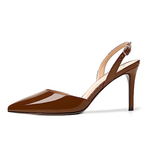 WAYDERNS Womens Sexy Pointed Toe Patent Wedding Buckle Slingback Stiletto High Heel Pumps Shoes 3.3 Inch2