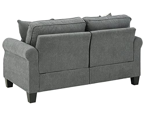Signature Design By Ashley Alessio Modern Loveseat With Floral Accent Pillows, Dark Gray #TOP4