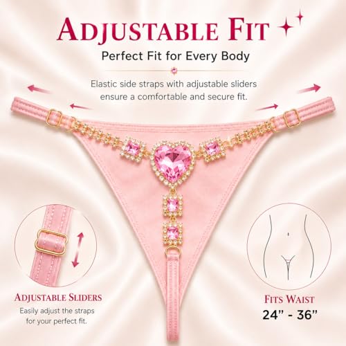 Image of Sexy Underwear for Women Elegant Rhinestone Panties Adjustable Waist Straps Crystal Thongs hilos sexys para mujer hot