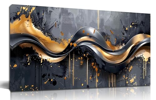 Image of AOZEMI Abstract Wall Art Black Canvas Art for Bedroom
