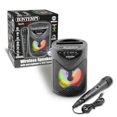 Bontempi | Sonicsync - Amplificatore Wireless Karaoke Con Microfono Dinamico, Vano Porta Smartphone, Effetti Luminosi Ed Effetto Eco, 18,9X15,9X12,9 Cm - 4