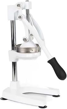 Hand Press Manual Citrus Juicer - Citrus Squeezer Commercial Grade Home Orange juice Squeezer for Oranges, Lemons, Limes - Stainless Steel and Cast Aluminum Non-skid Suction Cup Base,White