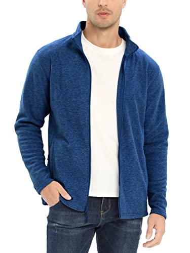 Tacvasen Fleece Jackets For Men Durable Comfy Long Sleeve Full Zip Coats With Pockets, Blue, L #TOP2