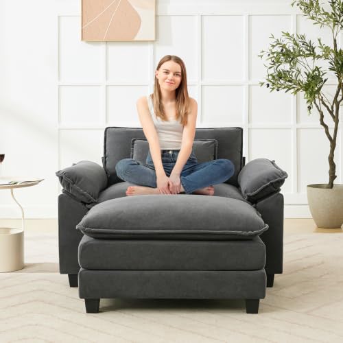 Image of Oprisen 53 inch Modular Sectional Sofa, Comfy Deep Cloud Couch with Ottoman