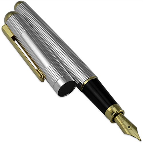 Stylo plume argent sterling ligne fine écriture luxe finitions or baril pour collectionneur