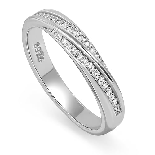 Meissa Anillos de Boda Alianza Plata de ley 925 para Hombres y Mujeres Compromiso Promesa Anillo Novia Prometid, Mujeres 17.3mm