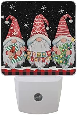 Wusikd Winter Gnomes Evening Mild Set of two Xmas Buffalo Plaid Plug-in LED Nightlights Auto Nightfall-to-Daybreak Sensor Lamp for Bed room Toilet Kitchen Hallway Stairs Ornamental