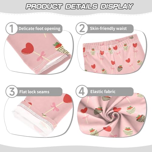 Chocolate Strawberry Lollipop Girls Leggings,Workout Leggings for Girls Toddler Athletic Leggings Size for 3-10T3