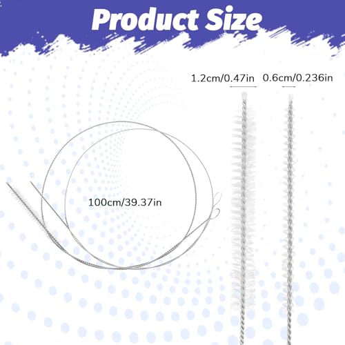 Rohrreinigungsspirale 2 Stück, 100 cm Abflussreiniger Spirale Lang, Rohrreiniger Strohhalm-Reinigungsbürste, Weiß Rohrreinigungsbürste für Strohhalme, Ernährungsschläuche, Leitungen und Pumpen