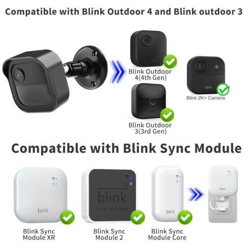 Image of All-New Blink Outdoor Camera Cover and Mounting Bracket for Blink 4th /Outdoor 2K+ Camera /3rd Gen, 3 Pack Protective Cover and 360 Adjustable Mount, Sync Module Outlet Mount (Black)
