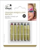 P'TIT CLOWN   23354 | Lot de 6 Crayons de Maquillage Gras Nacrés pour Carnaval : Éclat Magique, Faciles à Appliquer, Lavables, Non Toxiques!