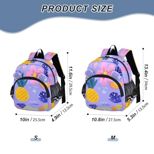 Kid's Backpack for Boys & Girls Toddler Bag Flamingo Pineapple Pattern Backpack with Safety Leash2