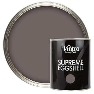 Vintro Paint | Taupe Eggshell Paint | for Walls | Wood | Trim | Satin Furniture Paint | Interior & Exterior Use. 1 Litre (Fresco - Taupe)