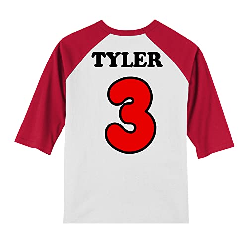 Personalized Mickey's 3rd Birthday Shirt | Handmade Decorated Shirt | Personalized with Name | Unisex 3/4 Sleeve Raglan T-Shirt | #11813