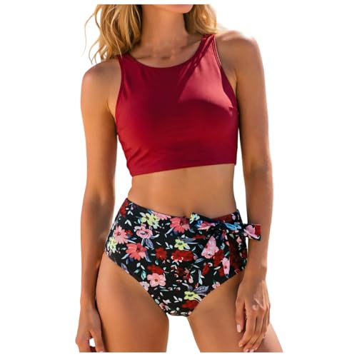 Tankini mujer reductor barriga y traje de baño dos piezas cintura alta