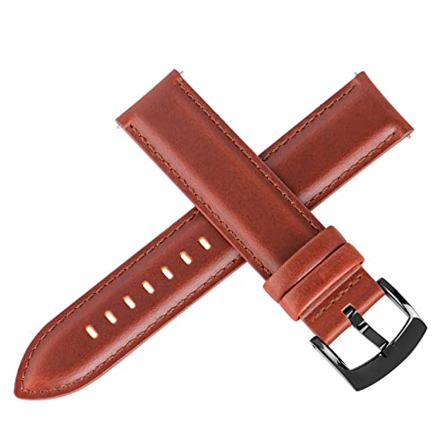 Image of OTTOODY Leather Watch Bands Quick Release, Elegant Top Grain Leather Watch Straps for Men & Women, Choice of Color & Width - 18mm, 19mm, 20mm, 21mm or 22mm Wristbands Bracelet for Watch & Smartwatch