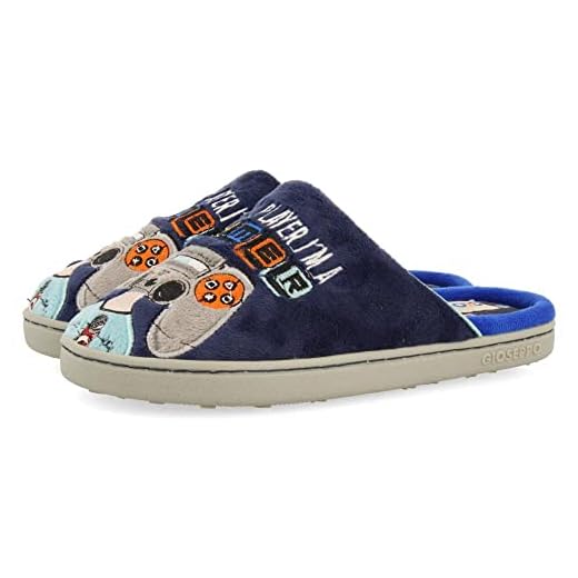 Zapatillas de estar por casa destalonadas azul marino con estampado gamer para niña y niño bryne