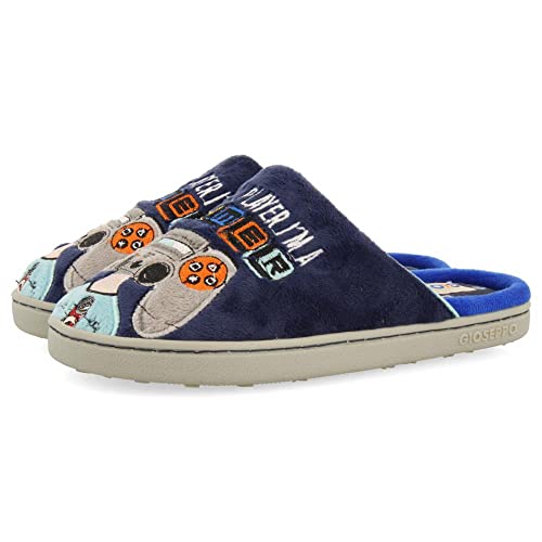 Zapatillas de estar por casa destalonadas azul marino con estampado gamer para niña y niño bryne