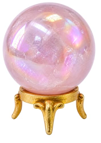 Image of Certified Angel Aura Rose Quartz Crystal Ball for Meditation - Premium Crystal Vastu Items for Home and Feng Shui Items for Good Luck - Ideal for Pooja Supplies and Spiritual Practices (2.5 inch Inch)