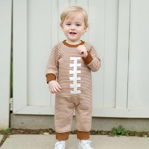 Infant Baby Boy Football Outfit Rugby Print Funny Sweatshirt Romper Playsuit Football Season Cotton One-piece Jumpsuit3