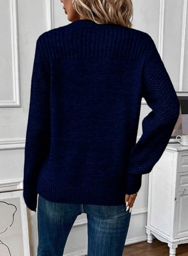 Image of EVALESS Womens Sweaters Casual Long Sleeve Crewneck Knit Lightweight Hollow Out Crochet Sweater Pullover Tops