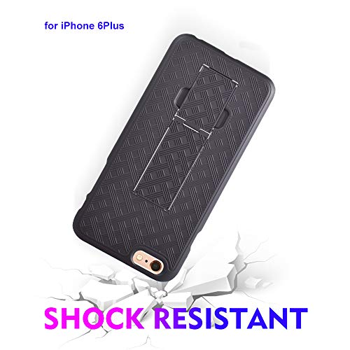 Customerfirst Case For Iphone 6 Plus/Iphone 6S Plus Rubberized Slim Armor Shell Swivel Black Hybrid Holster Iphone6+Plus/6S+Plus (5.5") Cover W Belt Clip #TOP4