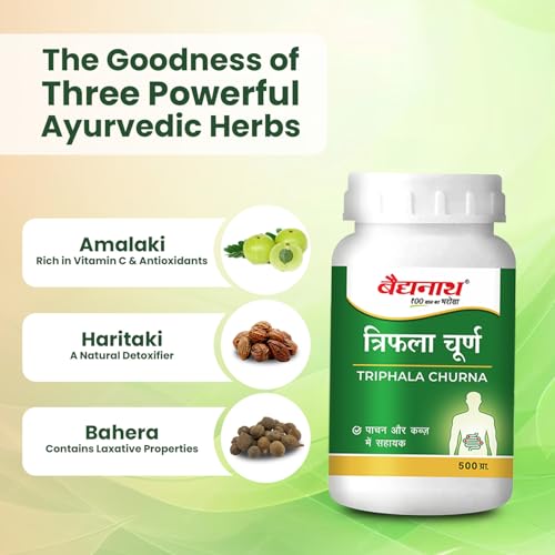 Image of Baidyanath Ayurved Triphala Churna 500g | Supports Healthy Digestive Tract, Helpful in Bowel Wellness, Acidity & Gas Relief