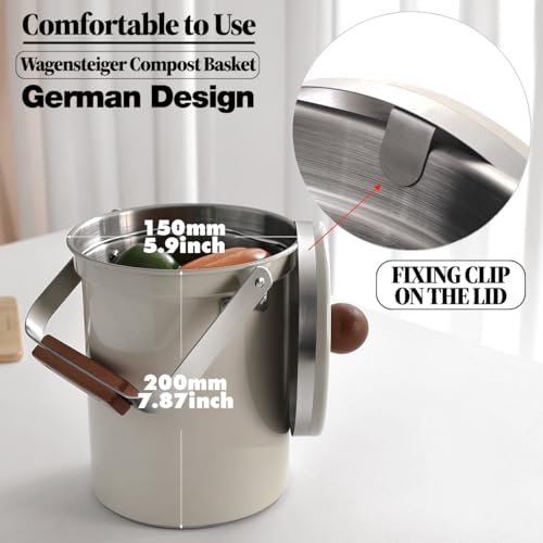 Kitchen-Countertop-Compost-Bin-96-oz3-Liter-Airtight-Lid-SUS304-Premium-Stainless-Steel-Odor-Free-Food-Waste-Bin-with-Wooden-Handle-Stylish-Design-Modern-Kitchen-Off-White