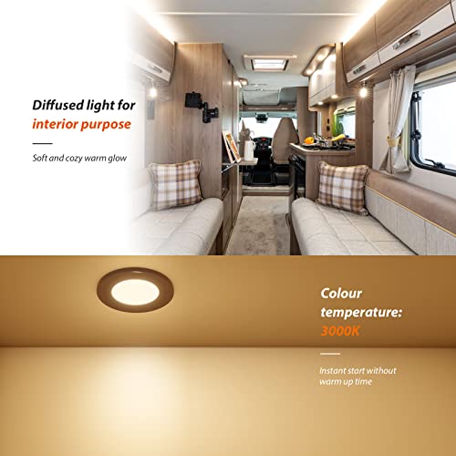 12V LED Recessed Puck Lights for RVs, Trailers, and Boats - Pack of 10