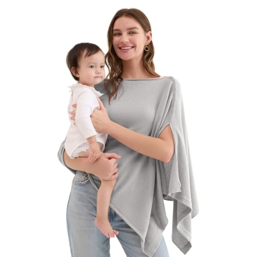 Image of Momcozy Nursing Cover, Privacy Breastfeeding Cover with Soft Breathable | Multi-Use Nursing Cover Up for Breastfeeding, Portable Breast Feeding Covers for Women, Includes Laundry Bag (Grey)