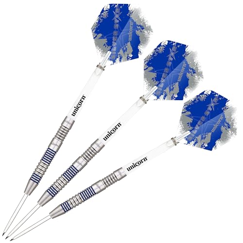 Unicorn Steel Tip Darts Set | Gary 'The Flying Scotsman' Anderson Silver Star | 80% Natural Tungsten Barrels with Blue Accents | 24 g - Image 3
