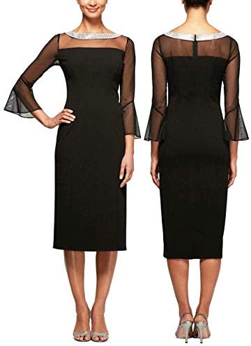 Alex Evenings Womens Plus Size Short Shift Dress with Embellished Illusion Detail - Image 3