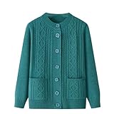 JYHBHMZG Ältere Mittelalt Roter Pullover Herbst Lockerer Strickware LangarmMantel Cardigan Blue 3XL