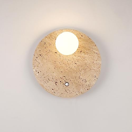 Applique murale en marbre nordique avec interrupteur et globe en verre blanc pour lit